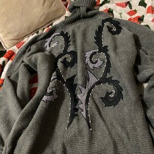 Gray and Black Vest with Ornate Embroidery